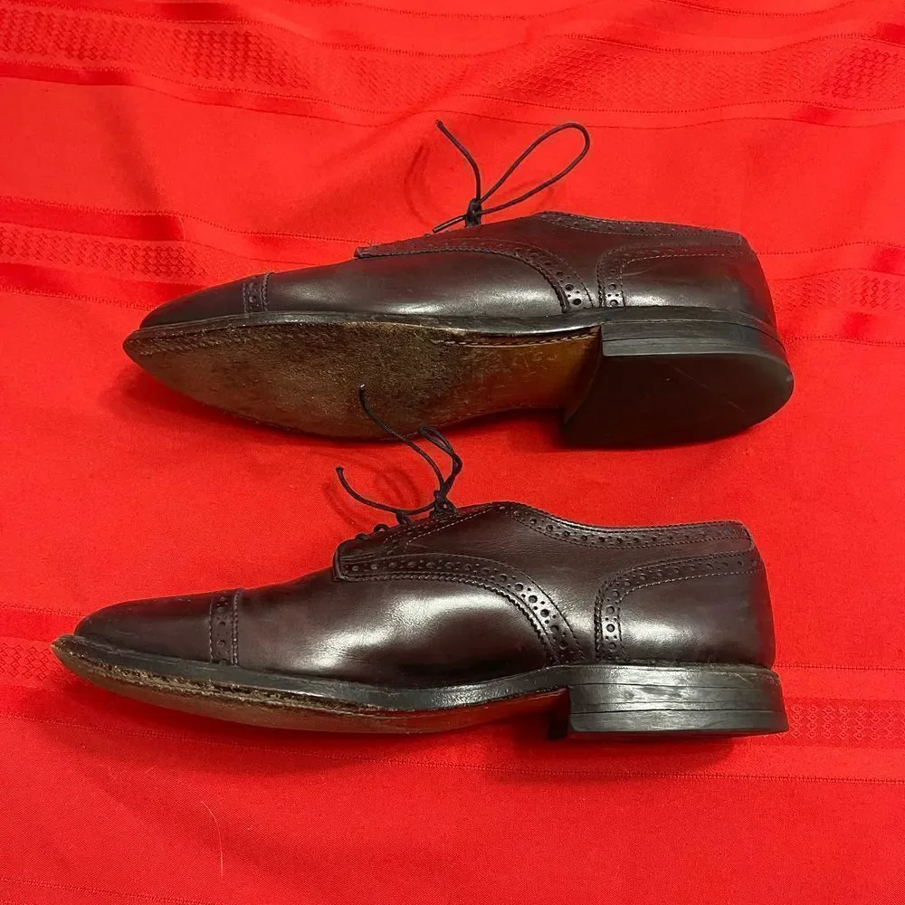 Allen Edmonds Sanford Brown Cap Toe Brown Oxford Shoes Size 8 D